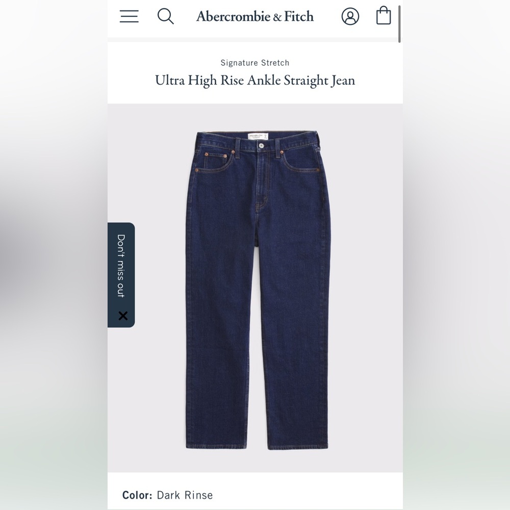 Abercrombie & Fitch Dark Rinse Ankle Jeans